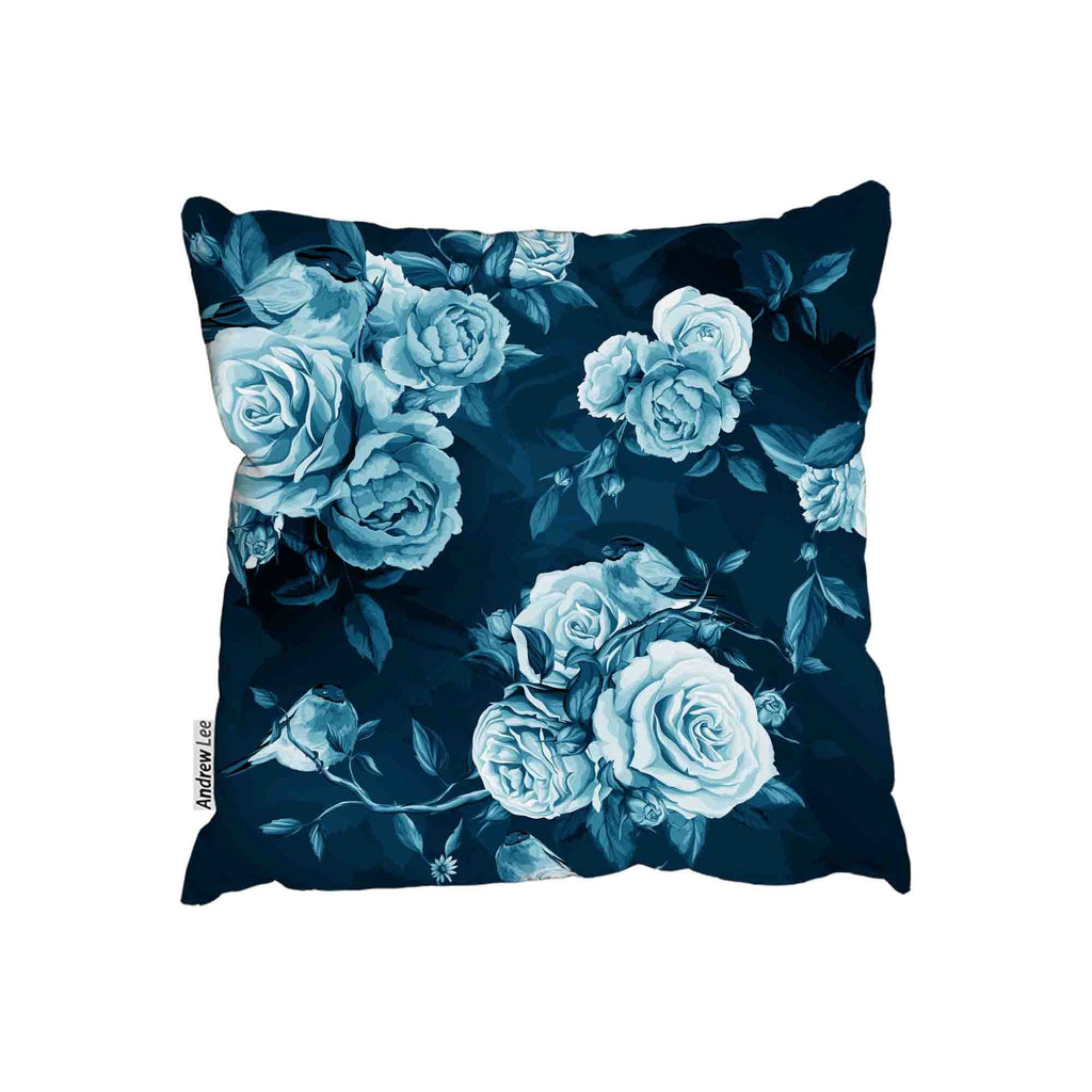 New Product Roses, peony with leaves and bird on dark (Cushion)  - Andrew Lee Home and Living