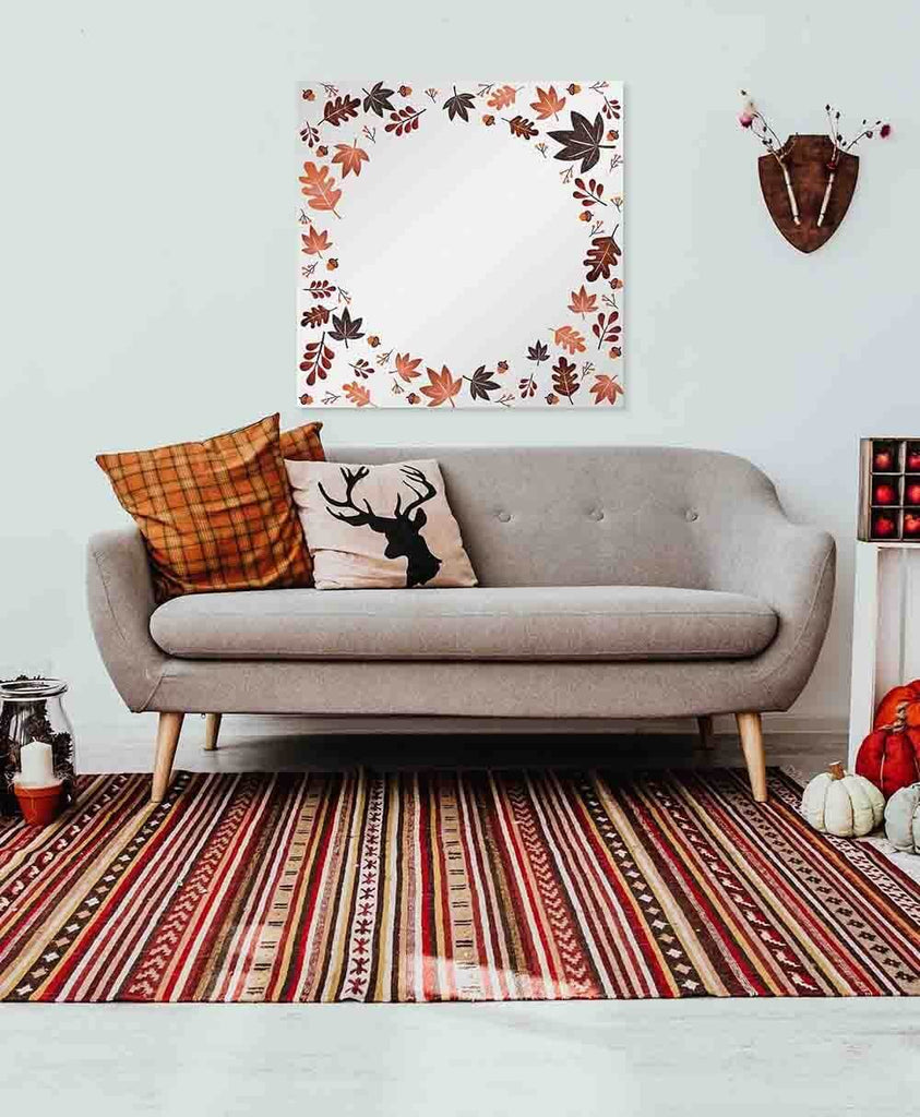 New Product Autumn leaves orange, brown and grey colour (Mirror Art print)  - Andrew Lee Home and Living