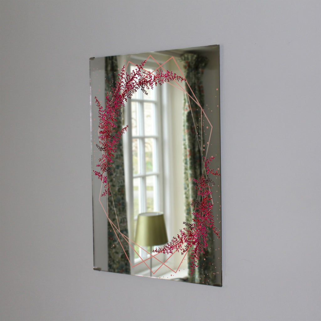 New Product Burgundy red astilbe design fall frame (Mirror Art print)  - Andrew Lee Home and Living
