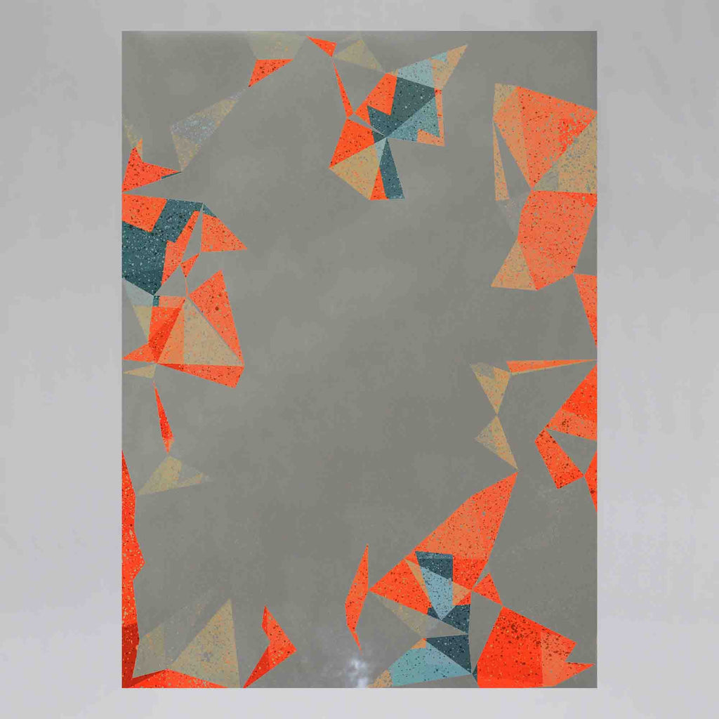 New Product Orange and white geometric abstract (Mirror Art print)  - Andrew Lee Home and Living