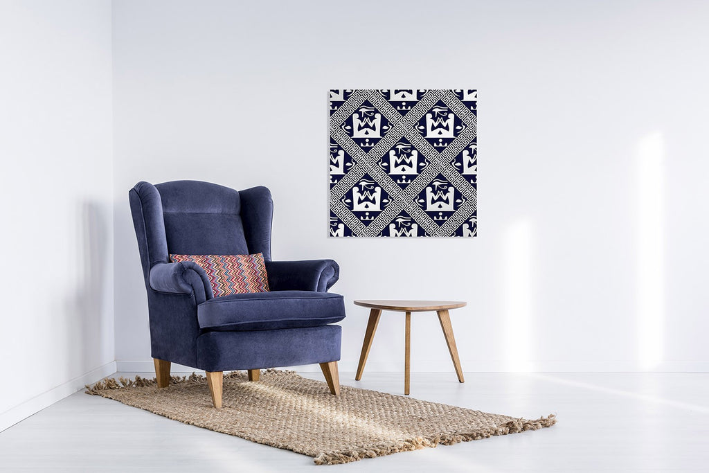 New Product Egyptian hieroglyphs in blue (Mirror Art print)  - Andrew Lee Home and Living