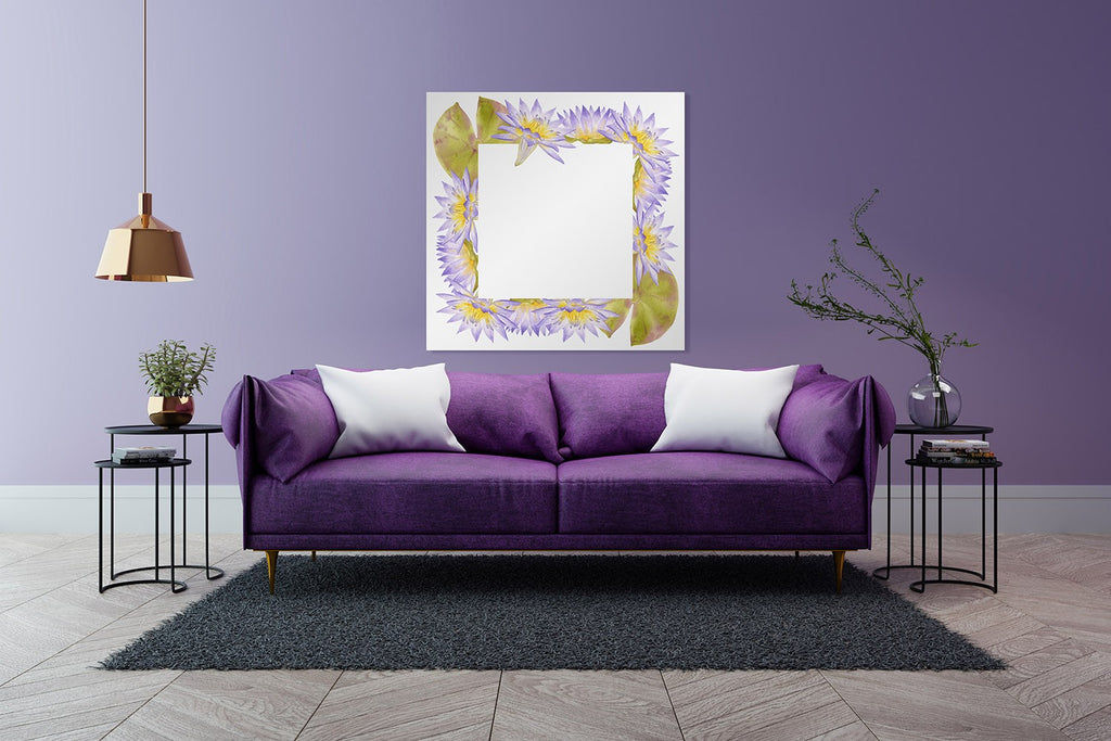 New Product Frame with Purple water lily (Mirror Art print)  - Andrew Lee Home and Living