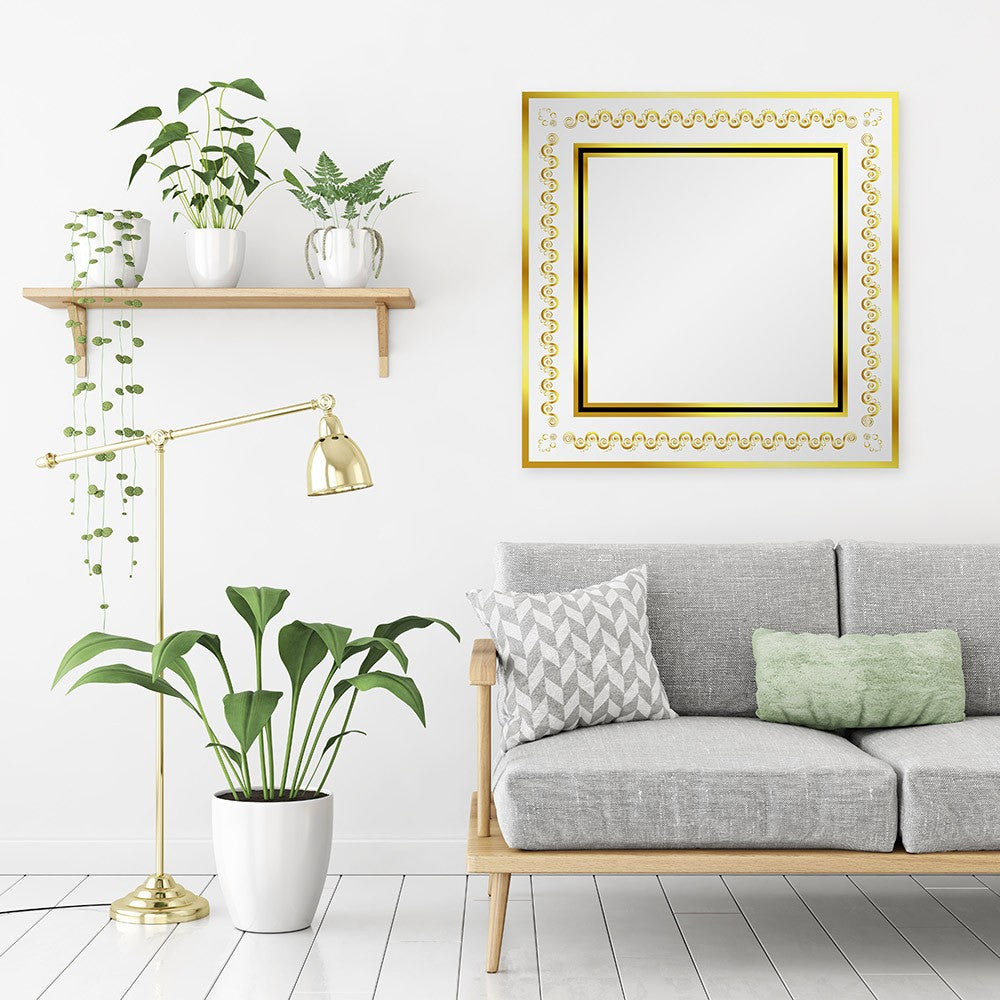 New Product Gold pattern frame with waves (Mirror Art print)  - Andrew Lee Home and Living