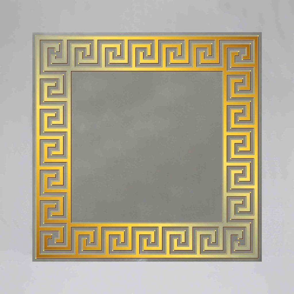 New Product Square frame with traditional vintage Golden Greek ornament (Mirror Art print)  - Andrew Lee Home and Living