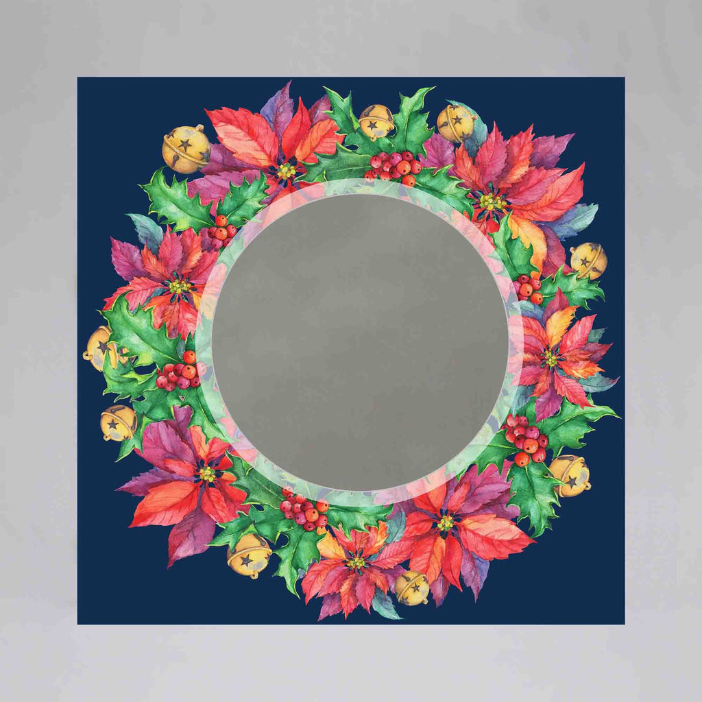 New Product Floral frame blue background (Mirror Art print)  - Andrew Lee Home and Living