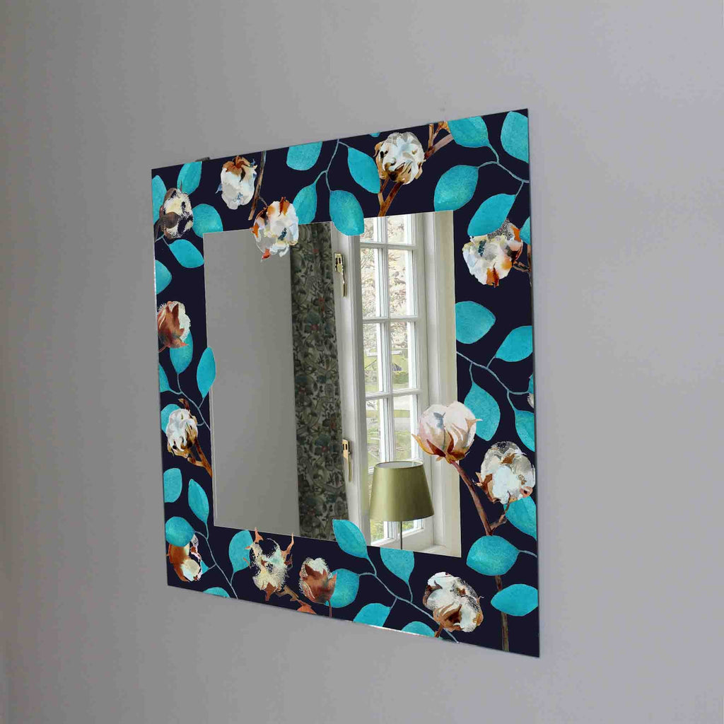 New Product Leaves at a dark blue (Mirror Art print)  - Andrew Lee Home and Living