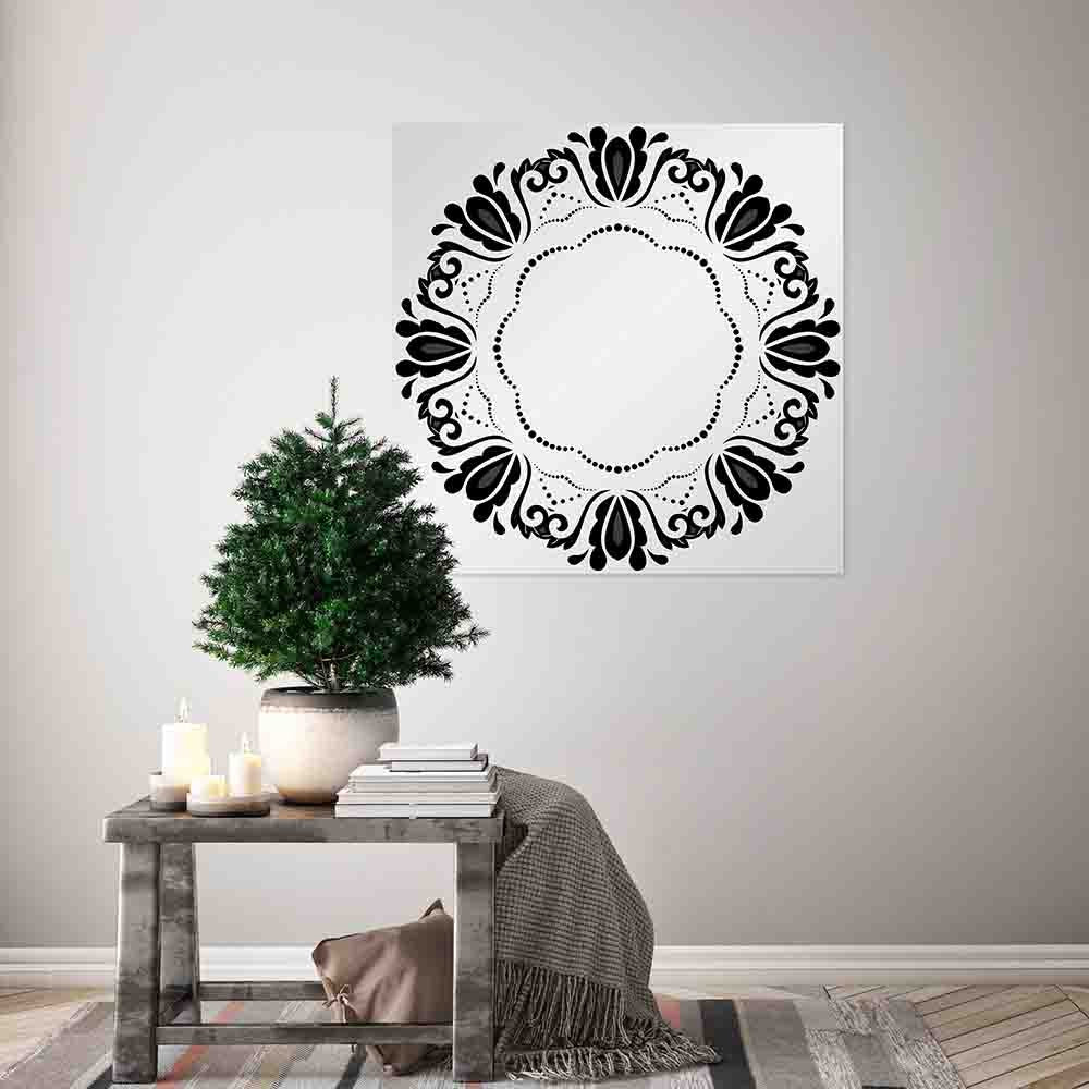 New Product Round frame with floral elements and arabesques (Mirror Art print)  - Andrew Lee Home and Living