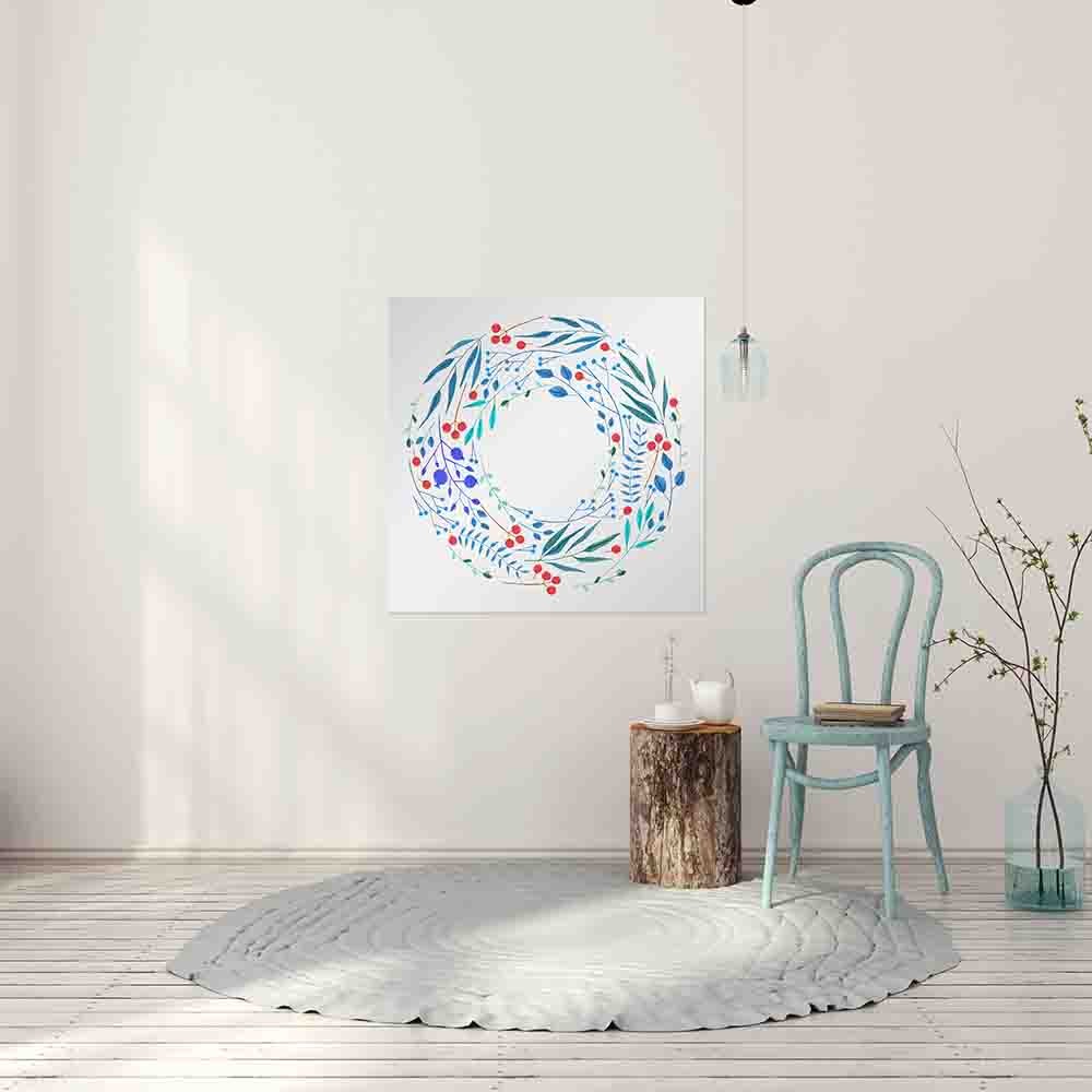 New Product Watercolour simple blue branches and red berries (Mirror Art print)  - Andrew Lee Home and Living