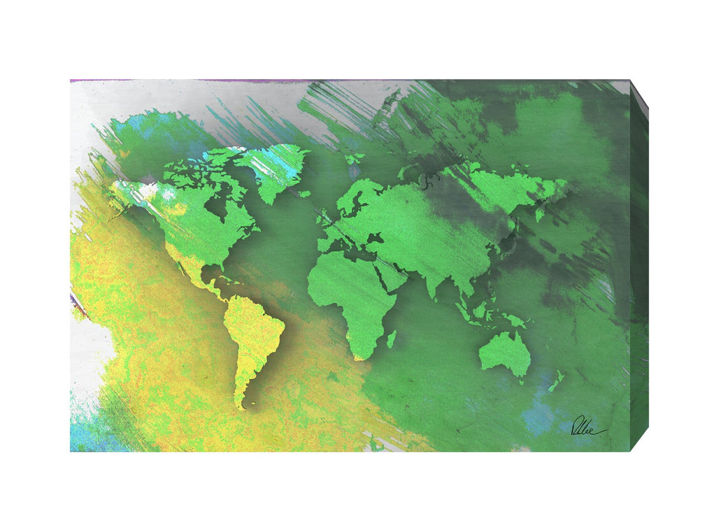 New Product World Map Yellow And Green  - Andrew Lee Home and Living Homeware