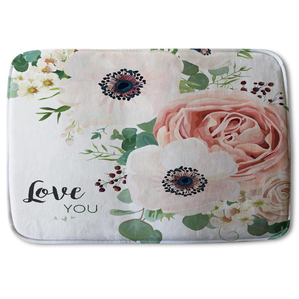Bathmat - New Product Garden Flower, Pink Peach Rose, White Anemone (Bath Mats)  - Andrew Lee Home and Living