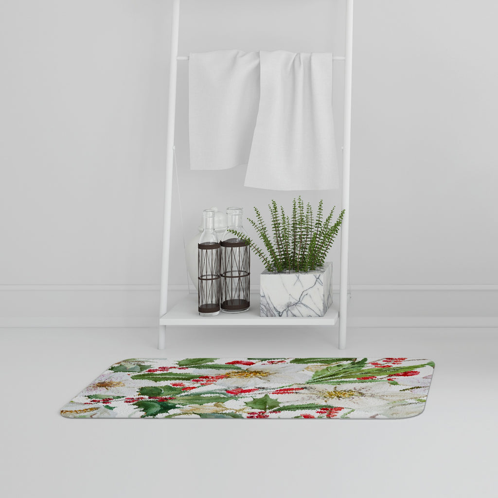 Bathmat - New Product Watercolour Christmas pattern (Bath Mats)  - Andrew Lee Home and Living