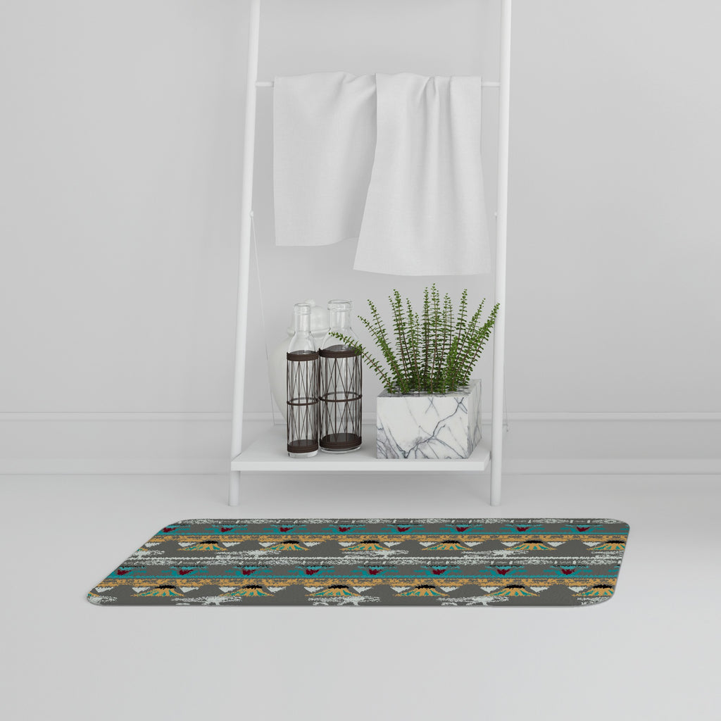 Bathmat - New Product Tribal Art, Egyptian Vintage Ethnic Silhouettes (Bath Mats)  - Andrew Lee Home and Living