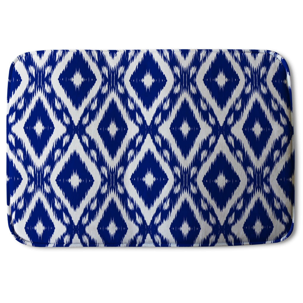 Bathmat - New Product Tribal Art Ikat Ogee in traditional classic blue (Bath Mats)  - Andrew Lee Home and Living