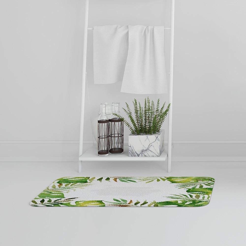 Bathmat - New Product Border of Botanical Leaves (Bath Mats)  - Andrew Lee Home and Living