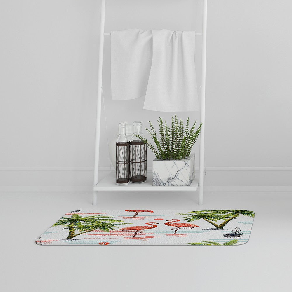 Bathmat - New Product Flamingo & Palm Trees (Bath Mats)  - Andrew Lee Home and Living