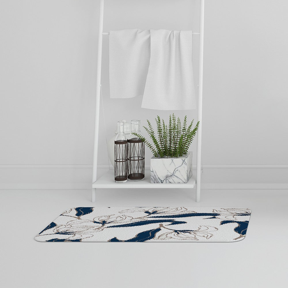 Bathmat - New Product White Flowers (Bath Mats)  - Andrew Lee Home and Living
