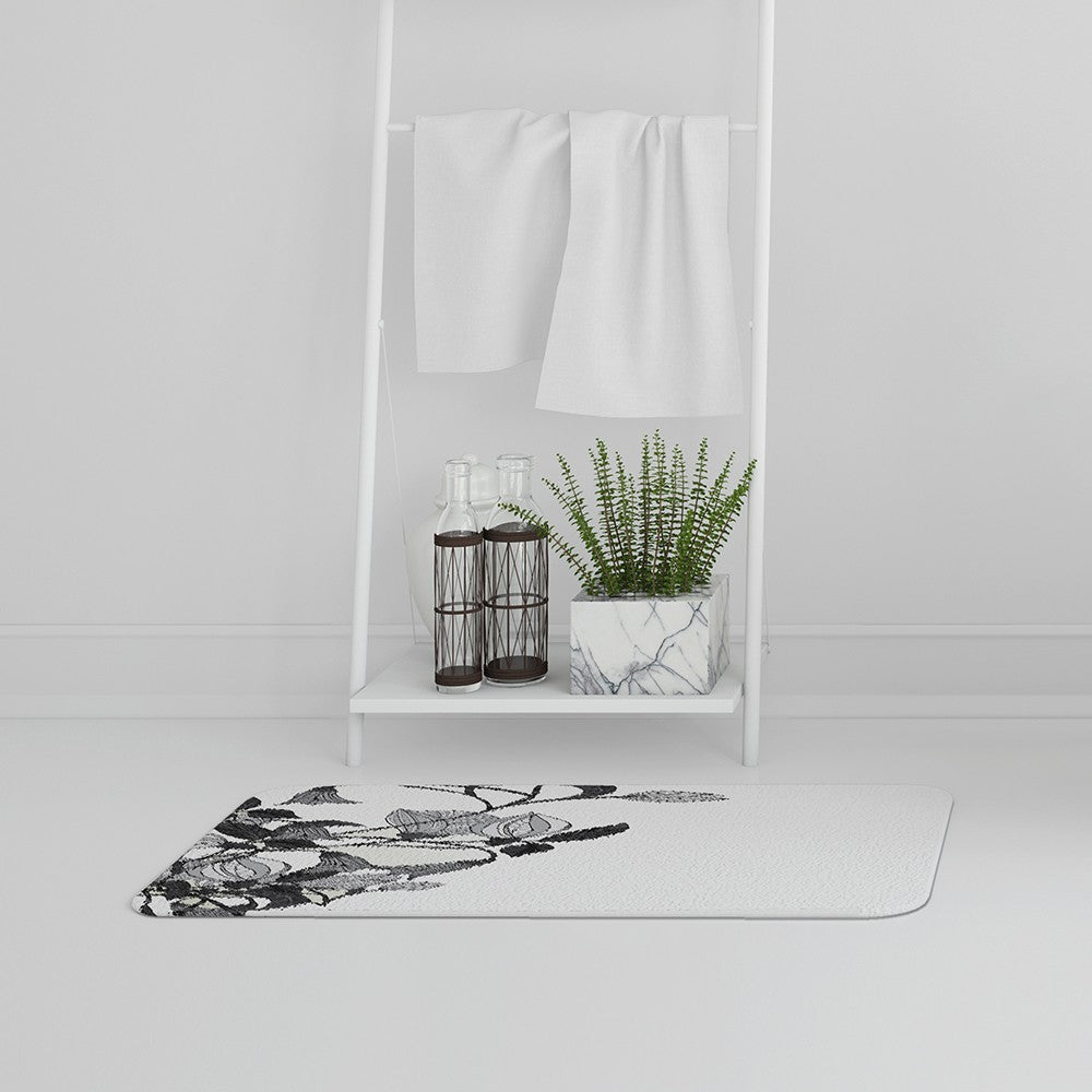 Bathmat - New Product Black & White Flower Illustration (Bath Mats)  - Andrew Lee Home and Living