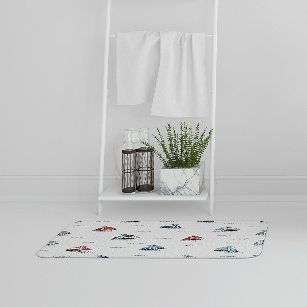 Bathmat - New Product Red & Blue Sailboats (Bath Mats)  - Andrew Lee Home and Living