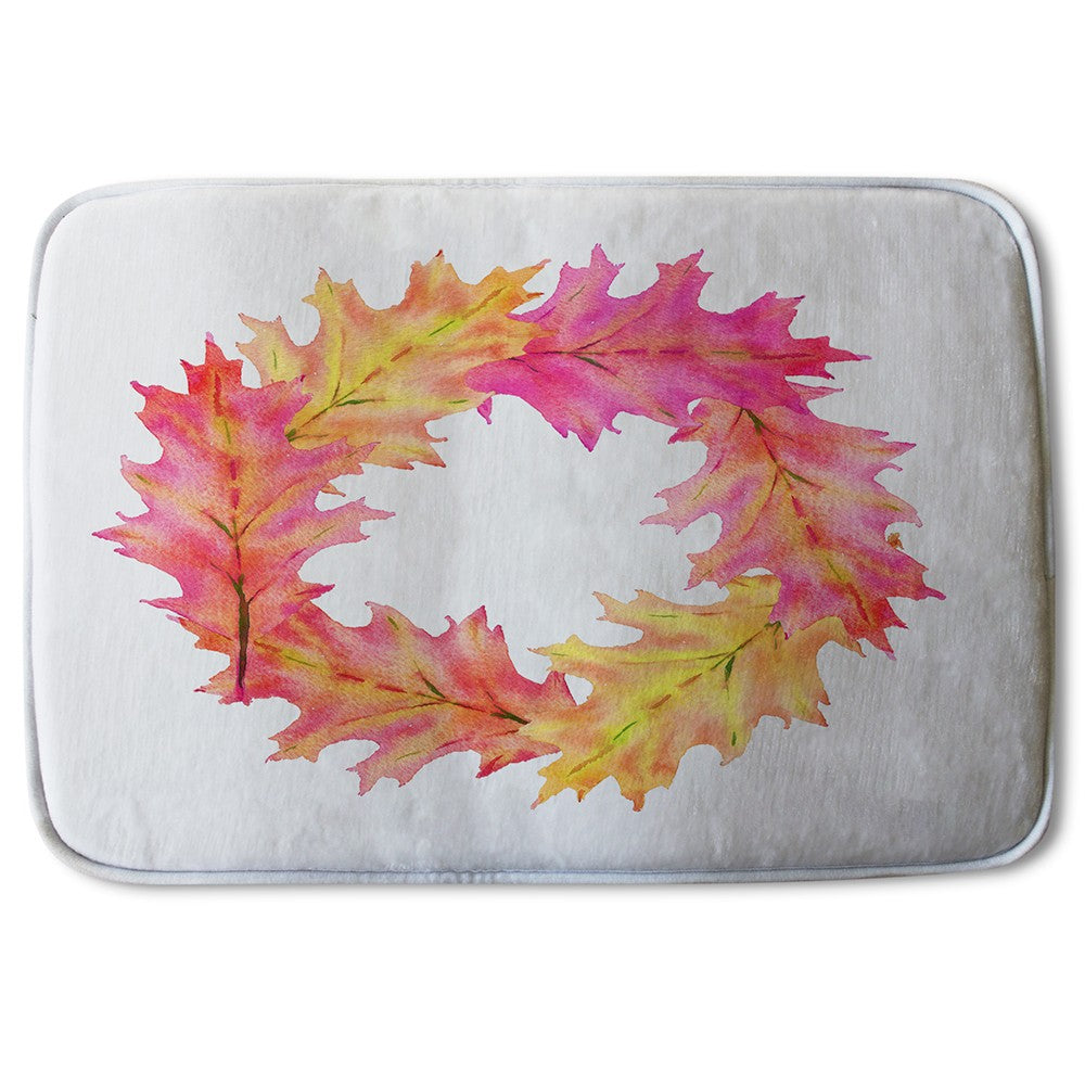 Bathmat - New Product Pink & Orange Autumn Reath (Bath Mats)  - Andrew Lee Home and Living
