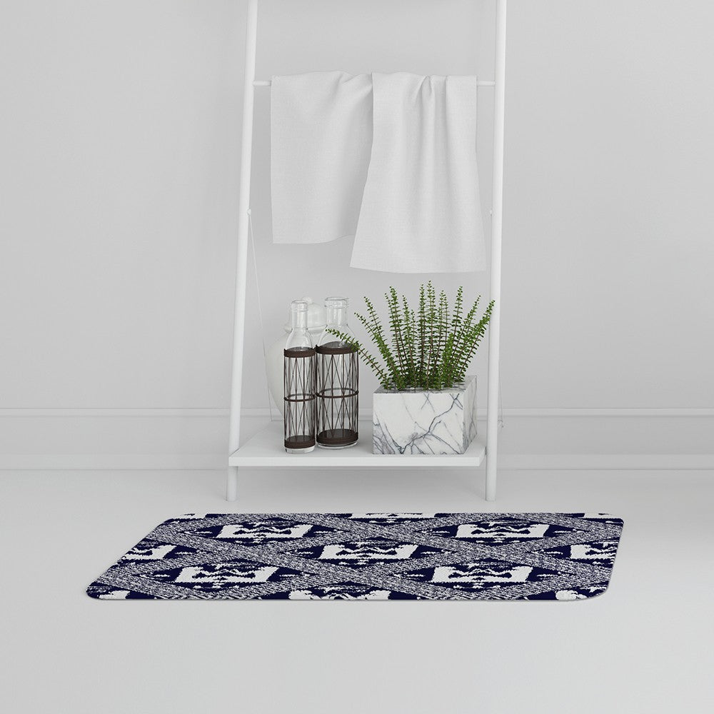 Bathmat - New Product Egyptian Hieroglyphs in Navy (Bath Mats)  - Andrew Lee Home and Living