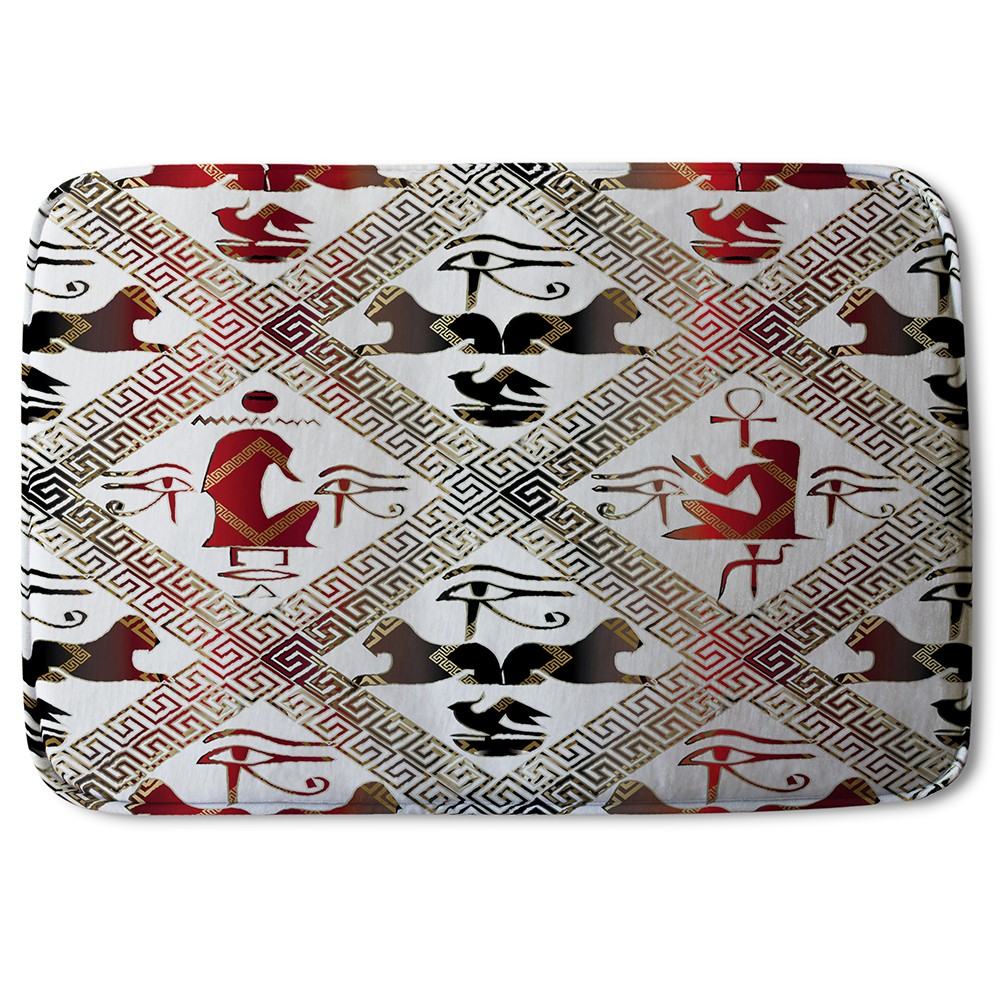 Bathmat - New Product Egyptian Hieroglyphs in Red & Black (Bath Mats)  - Andrew Lee Home and Living