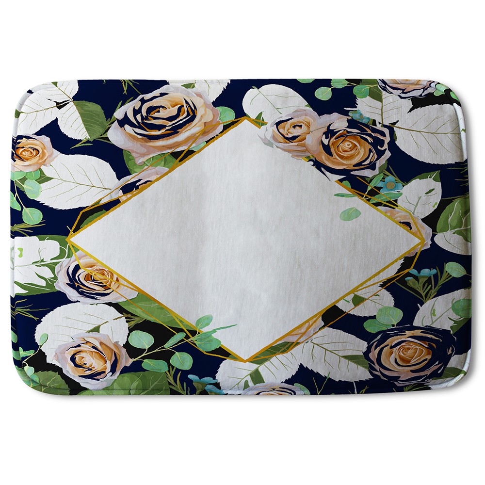 Bathmat - New Product Decorative Flowers On Navy (Bath Mats)  - Andrew Lee Home and Living