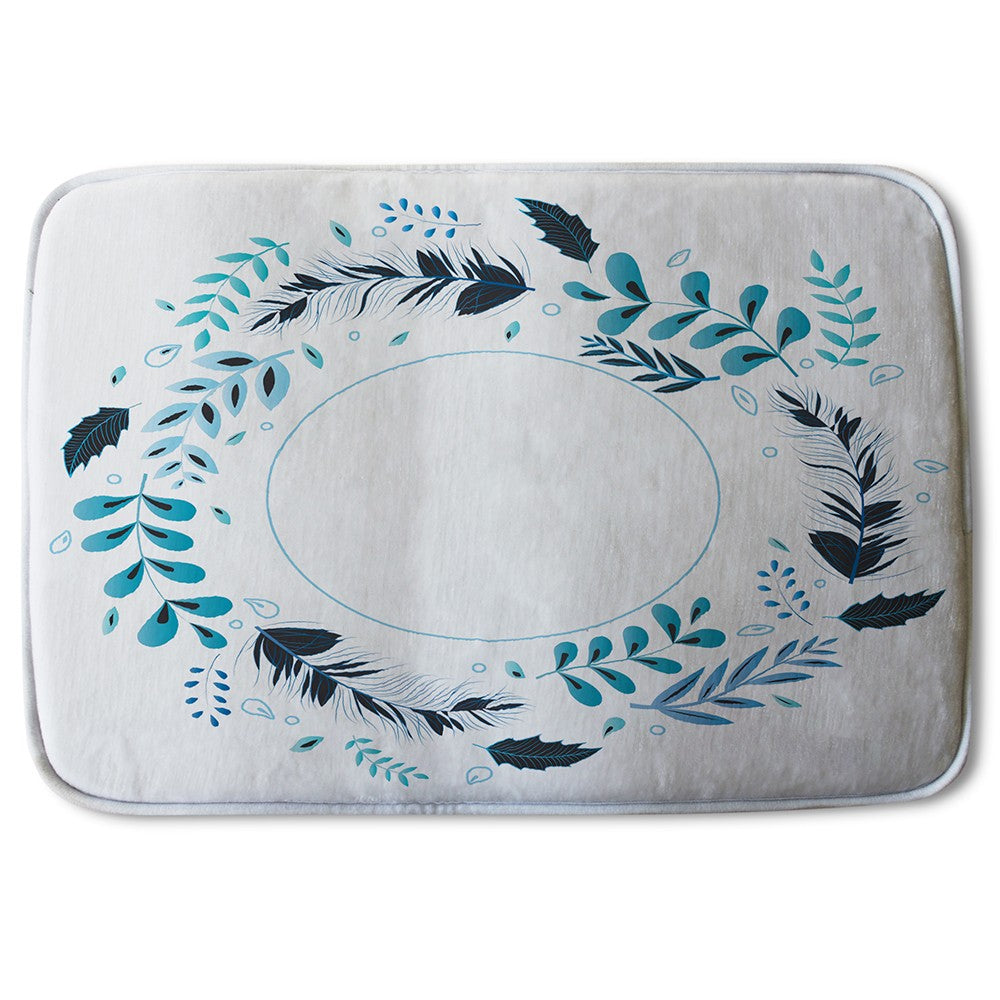 Bathmat - New Product Blue Leaves Frame (Bath Mats)  - Andrew Lee Home and Living