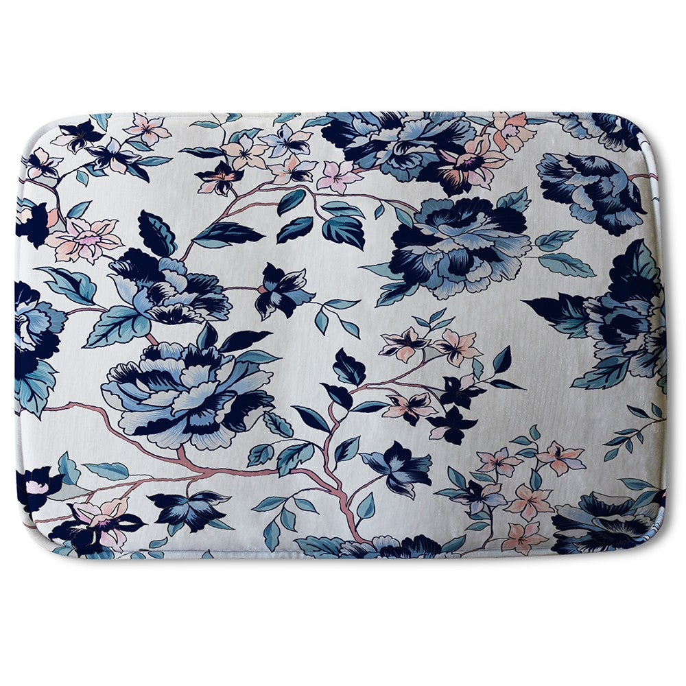 Bathmat - New Product Blue Flower Illustrations (Bath Mats)  - Andrew Lee Home and Living