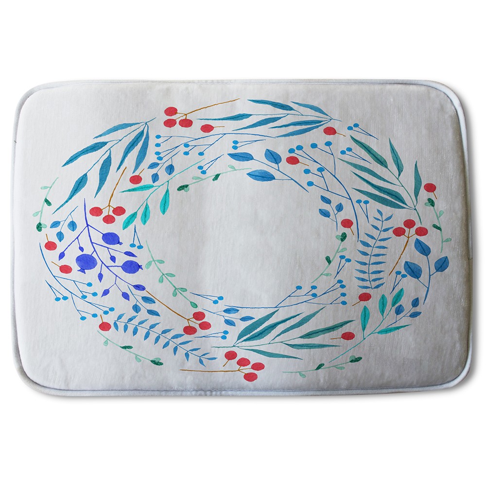 Bathmat - New Product Blue Decorative Reath (Bath Mats)  - Andrew Lee Home and Living