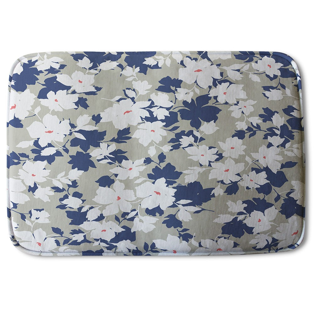Bathmat - New Product Grey, Purple & White Flowers (Bath Mats)  - Andrew Lee Home and Living