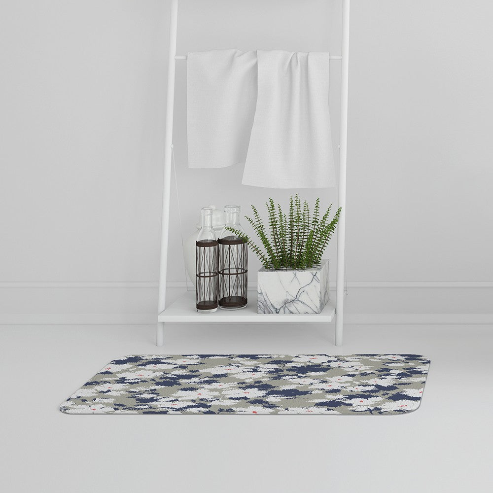 Bathmat - New Product Grey, Purple & White Flowers (Bath Mats)  - Andrew Lee Home and Living
