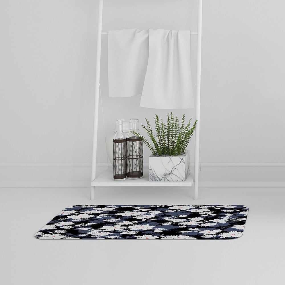 Bathmat - New Product Grey, White & Black Flowers (Bath Mats)  - Andrew Lee Home and Living