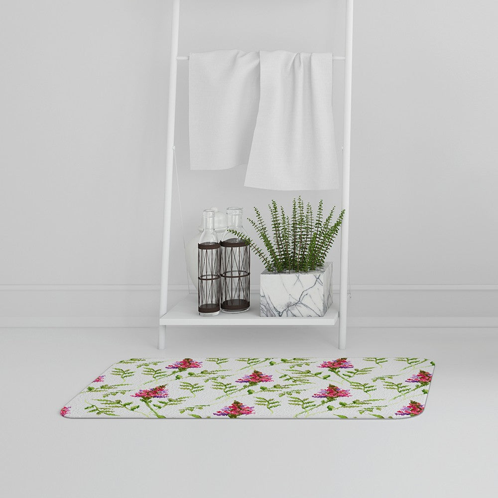 Bathmat - New Product Pink & Green Leaves (Bath Mats)  - Andrew Lee Home and Living