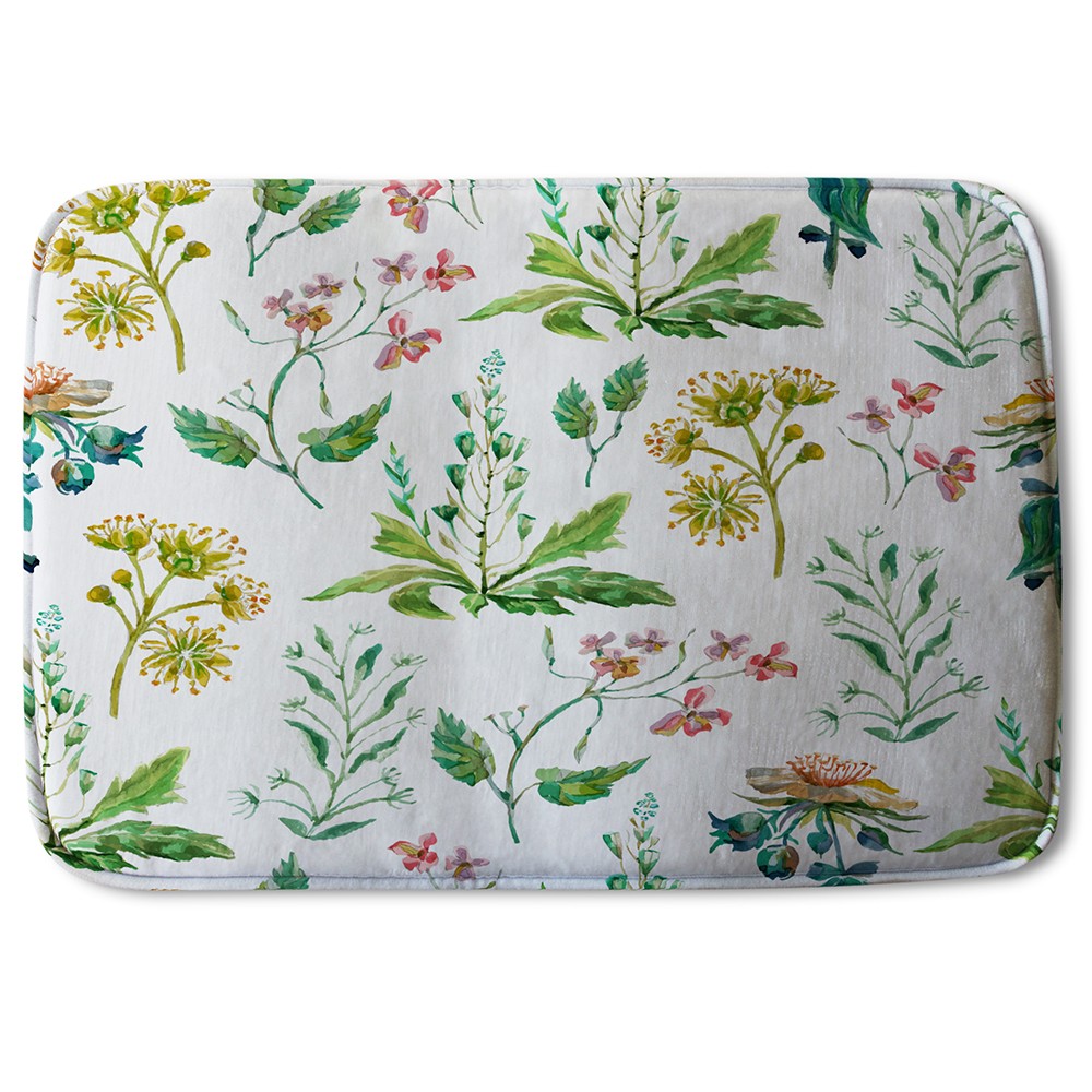 Bathmat - New Product Watercolour Leaves & Flowers (Bath Mats)  - Andrew Lee Home and Living