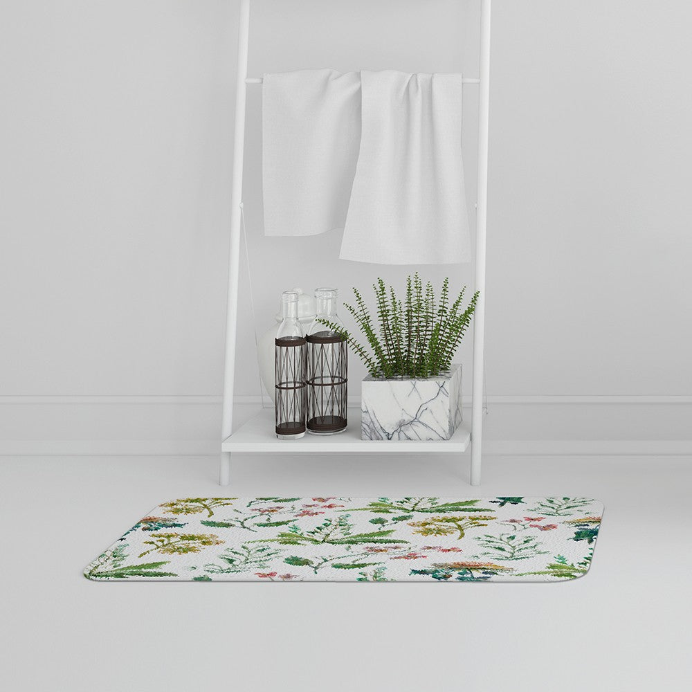 Bathmat - New Product Watercolour Leaves & Flowers (Bath Mats)  - Andrew Lee Home and Living