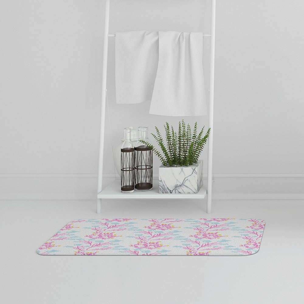 Bathmat - New Product Pink & Blue Flower Design (Bath Mats)  - Andrew Lee Home and Living