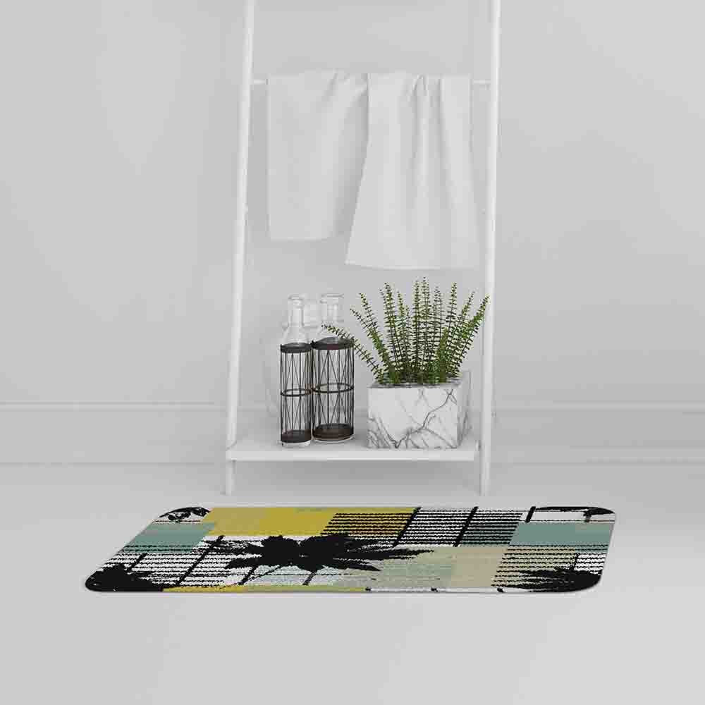 Bathmat - New Product Geometric Shape & Leaf Print in Yellow & Green (Bath Mats)  - Andrew Lee Home and Living
