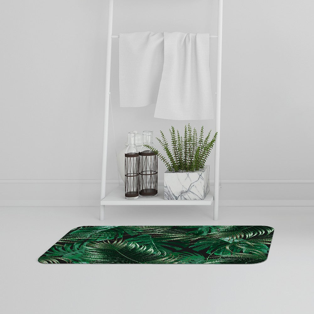 Bathmat - New Product Tropical Leaves on Black (Bath Mats)  - Andrew Lee Home and Living