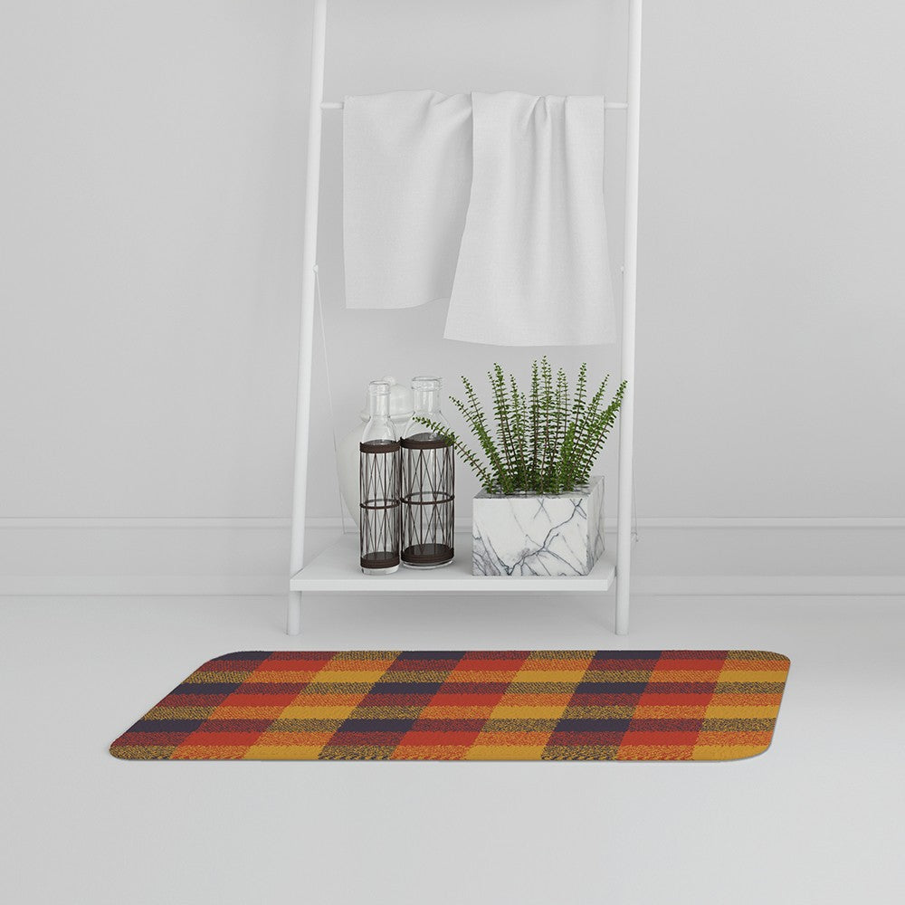 Bathmat - New Product Orange Check Pattern (Bath Mats)  - Andrew Lee Home and Living