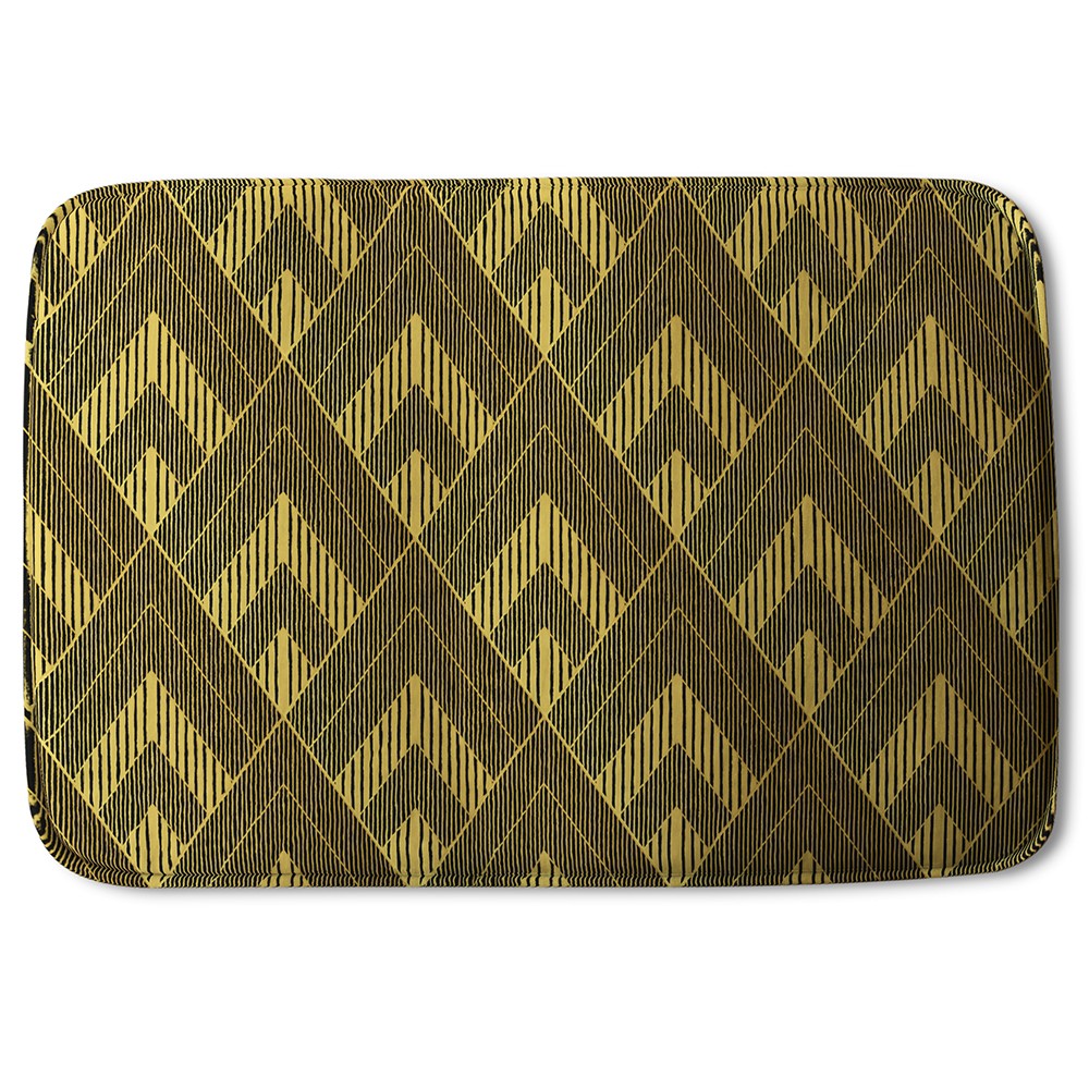 New Product Black & Gold Striped Triangles (Bath Mat)  - Andrew Lee Home and Living