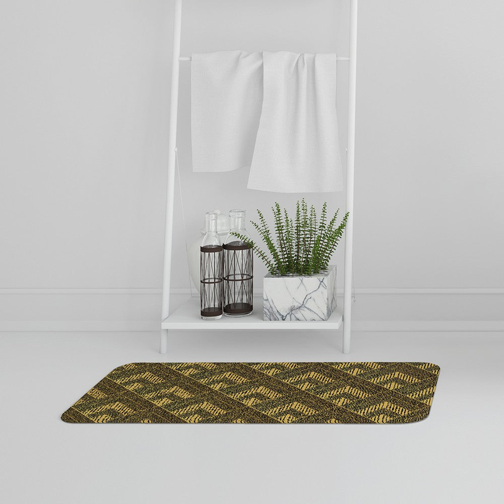 New Product Black & Gold Striped Triangles (Bath Mat)  - Andrew Lee Home and Living