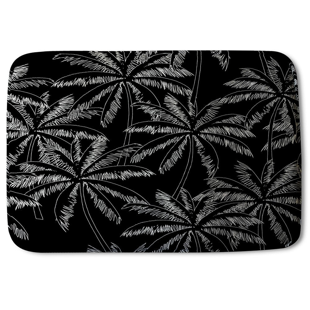 New Product White Palm Trees on Black (Bath Mat)  - Andrew Lee Home and Living