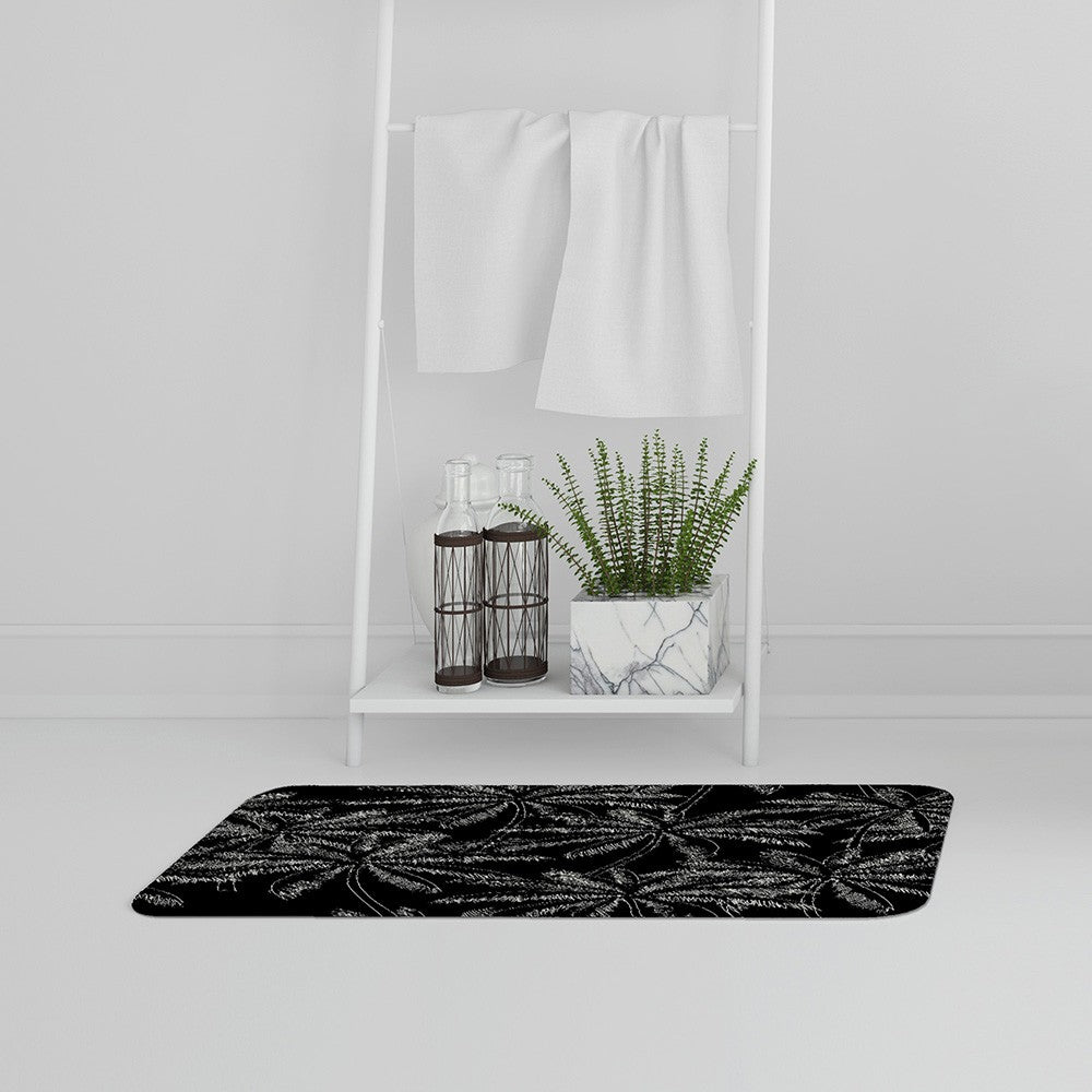 New Product White Palm Trees on Black (Bath Mat)  - Andrew Lee Home and Living