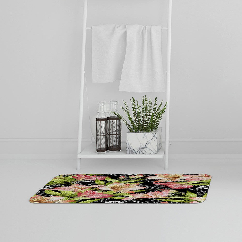 New Product Bright Plants on Geometric Background (Bath Mat)  - Andrew Lee Home and Living