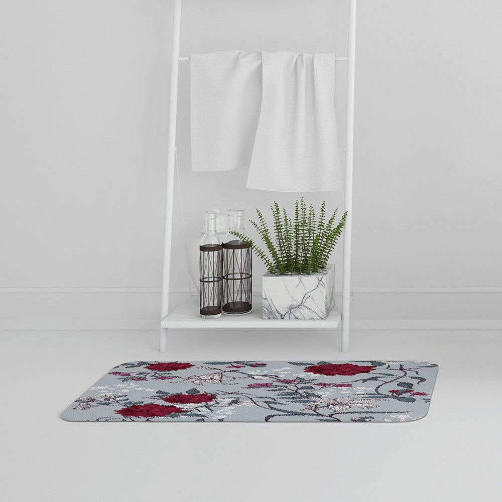 New Product Red & White Winter Floral (Bath Mat)  - Andrew Lee Home and Living