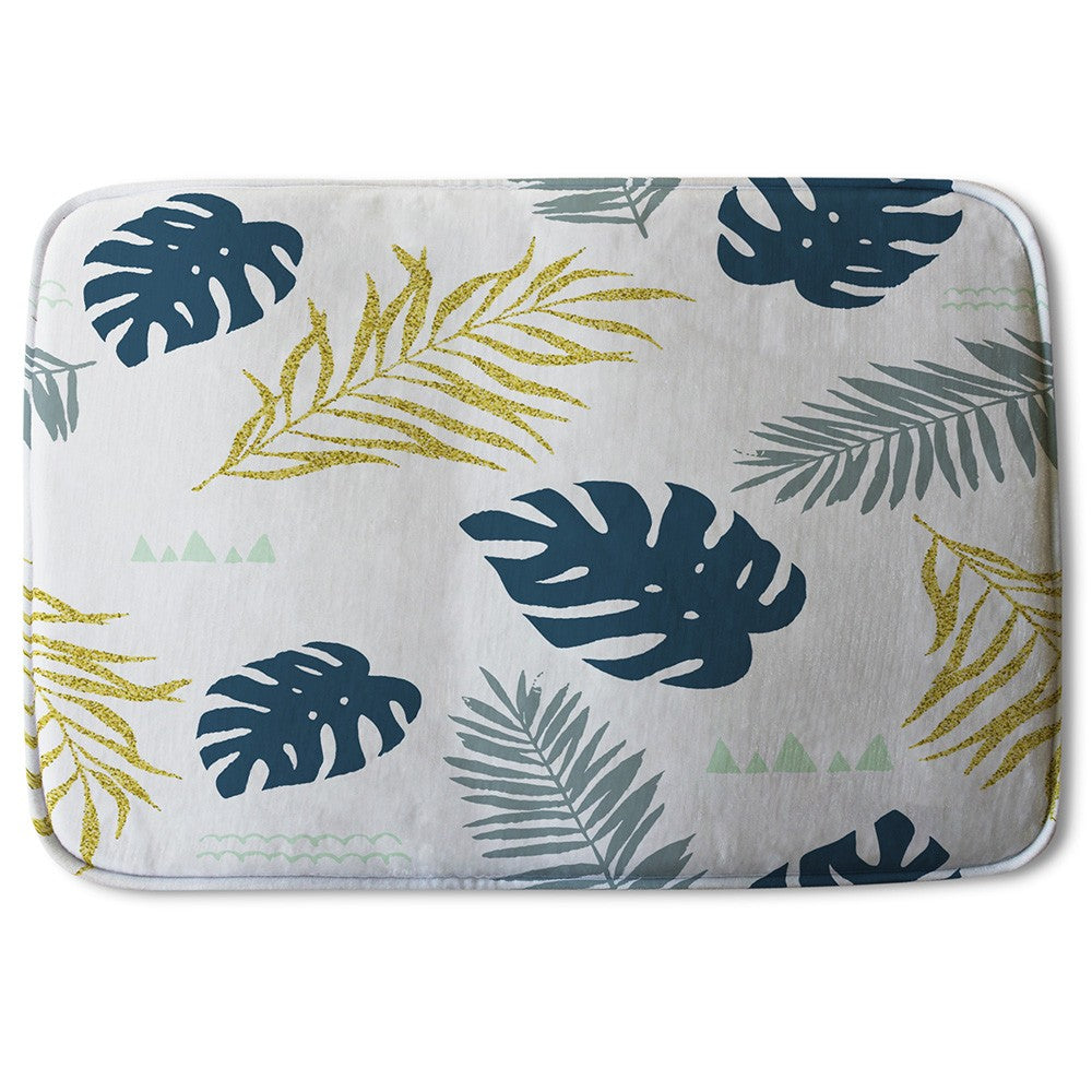 New Product Gold Glitter & Navy Leaves (Bath Mat)  - Andrew Lee Home and Living