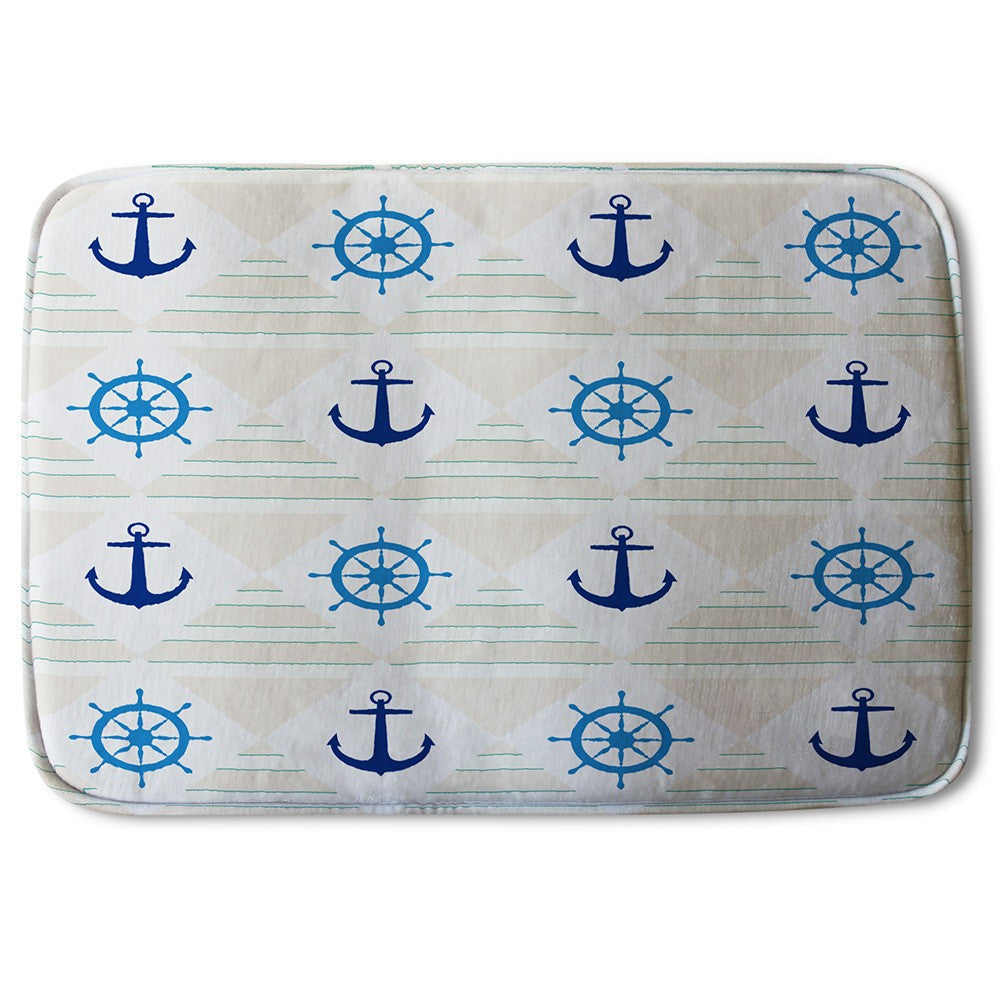 New Product Nautical Elements on Striped Background (Bath Mat)  - Andrew Lee Home and Living
