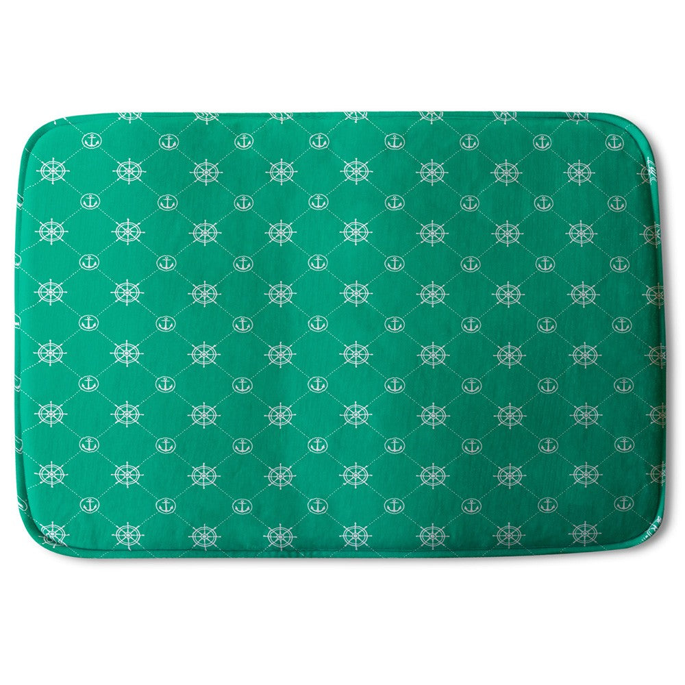 New Product Nautical Elements on Green (Bath Mat)  - Andrew Lee Home and Living