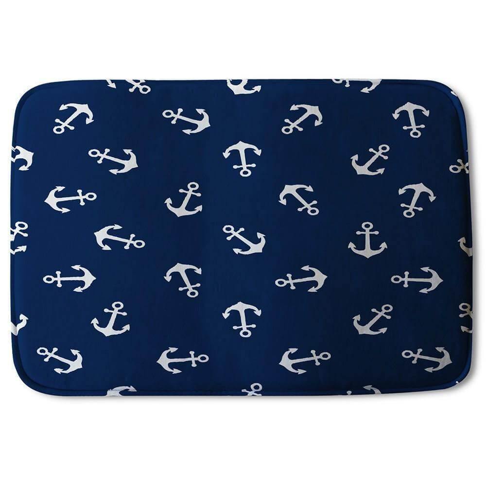 Anchors on Navy Background (Bath Mat) - Andrew Lee Home and Living