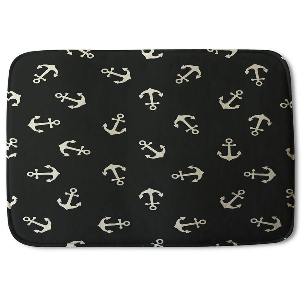 Anchors on Black Background (Bath Mat) - Andrew Lee Home and Living